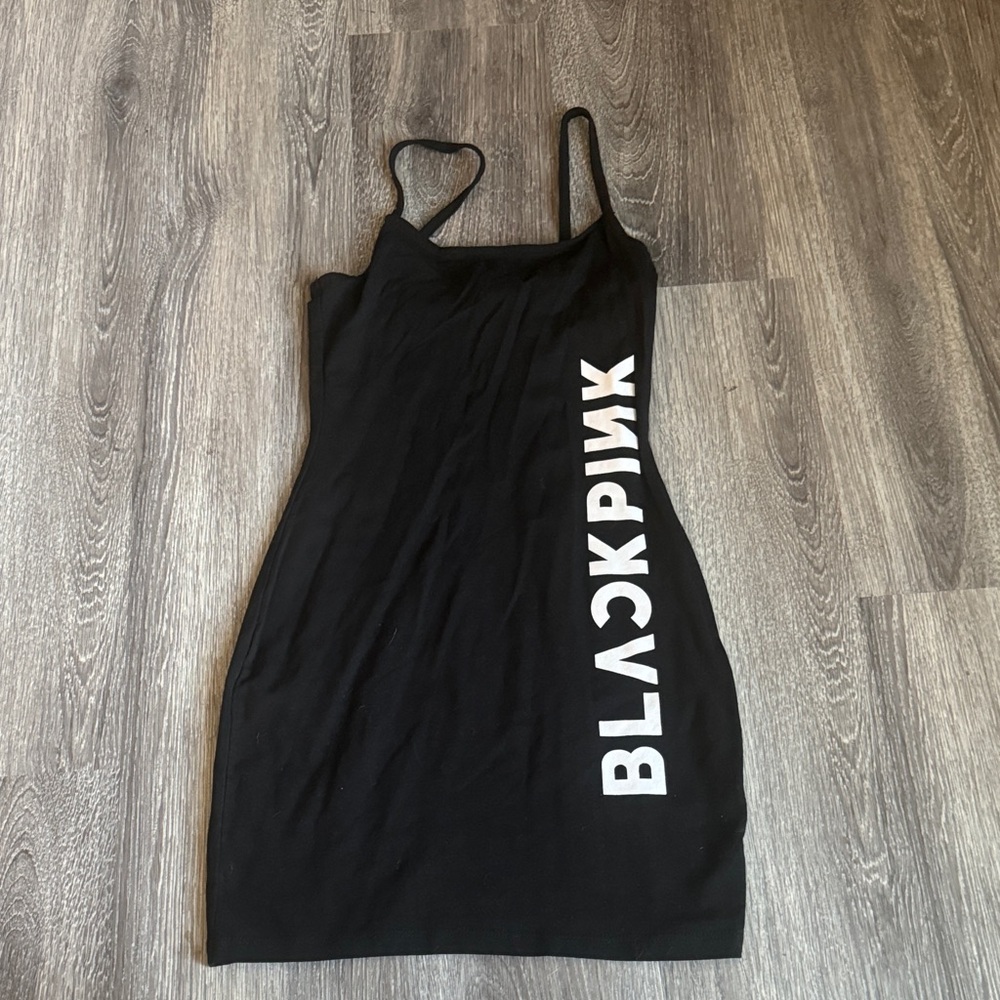 Divided Black Maxi Dress with White Lettering